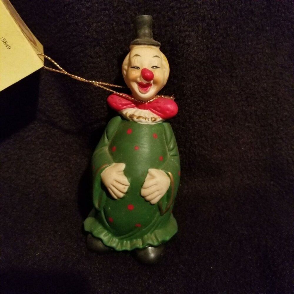 Vintage Willetts Designs Circus Clown Bell 5849 Green Jacket Red BowTie Enesco